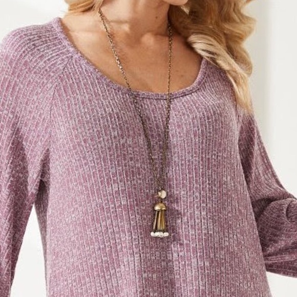 NEW Boho Lavender & Lace Trim Knit Tunic - Picture 2 of 8